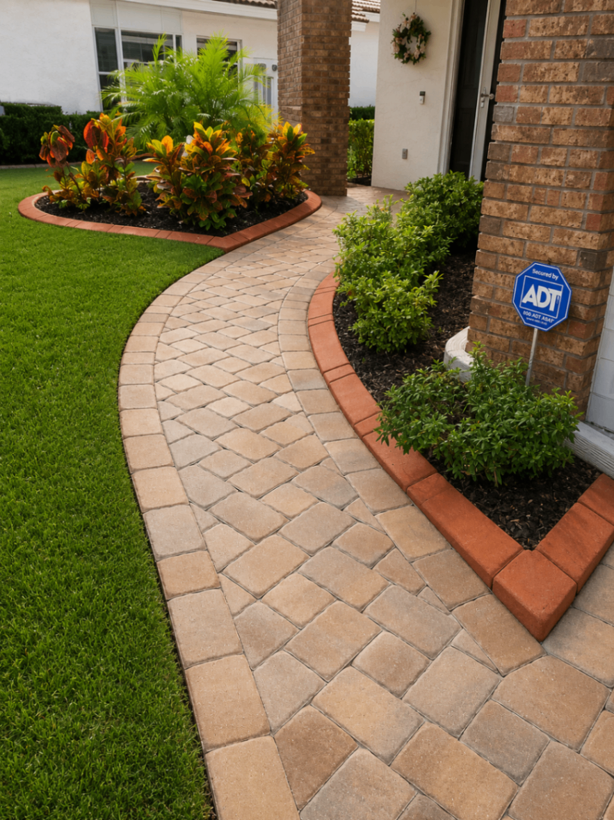 Curved garden walkway